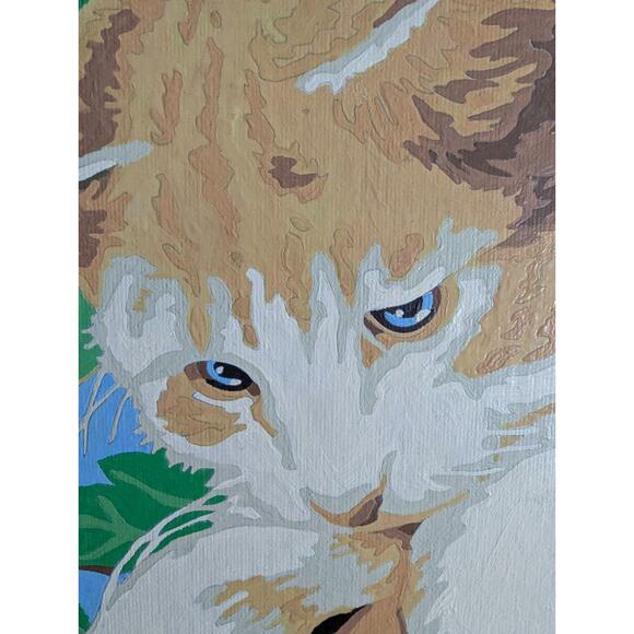 Cat In Garden Paint By Number Finished in Gold Frame - Picture 3 of 4